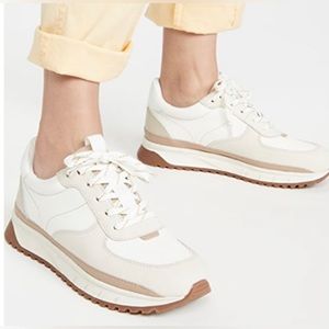 Women's Madewell Cream Leather Kickoff Trainer Sneakers